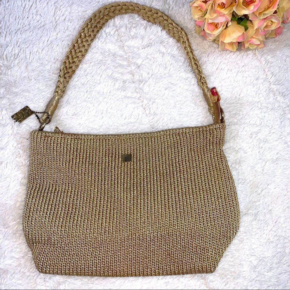 Lina Gold Chain weaved Purse with braided handle